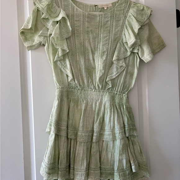 LoveShackFancy Dresses & Skirts - LoveShackFancy Light Green Ruffled Mini Dress